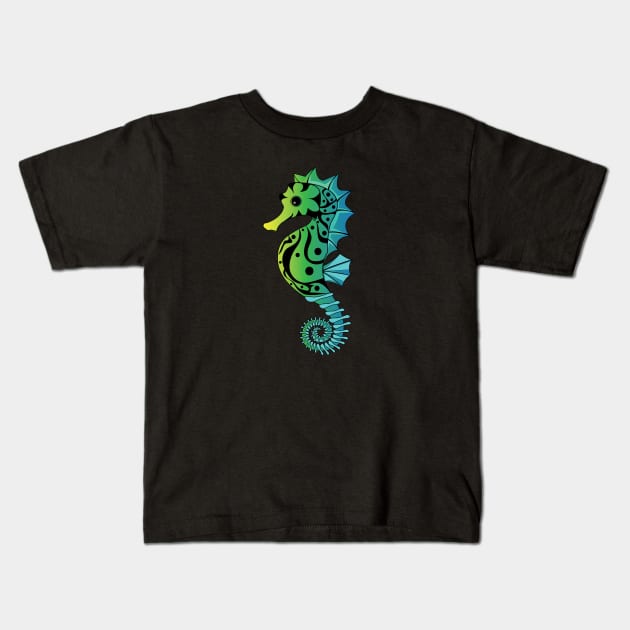 Vibrant Seahorse Kids T-Shirt by ACGraphics